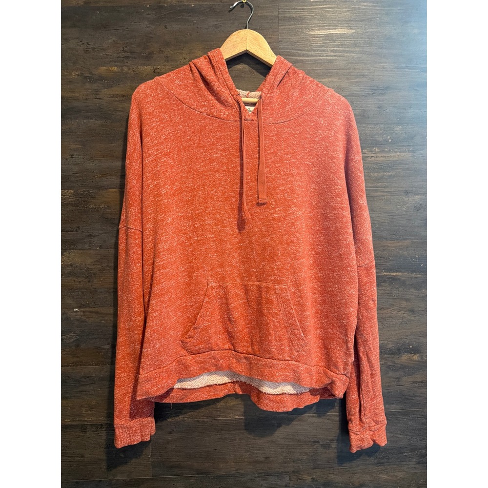 Lucky Brand Lucky Lotus Orange Heathered Knit Pullover Hoodie Womens Large